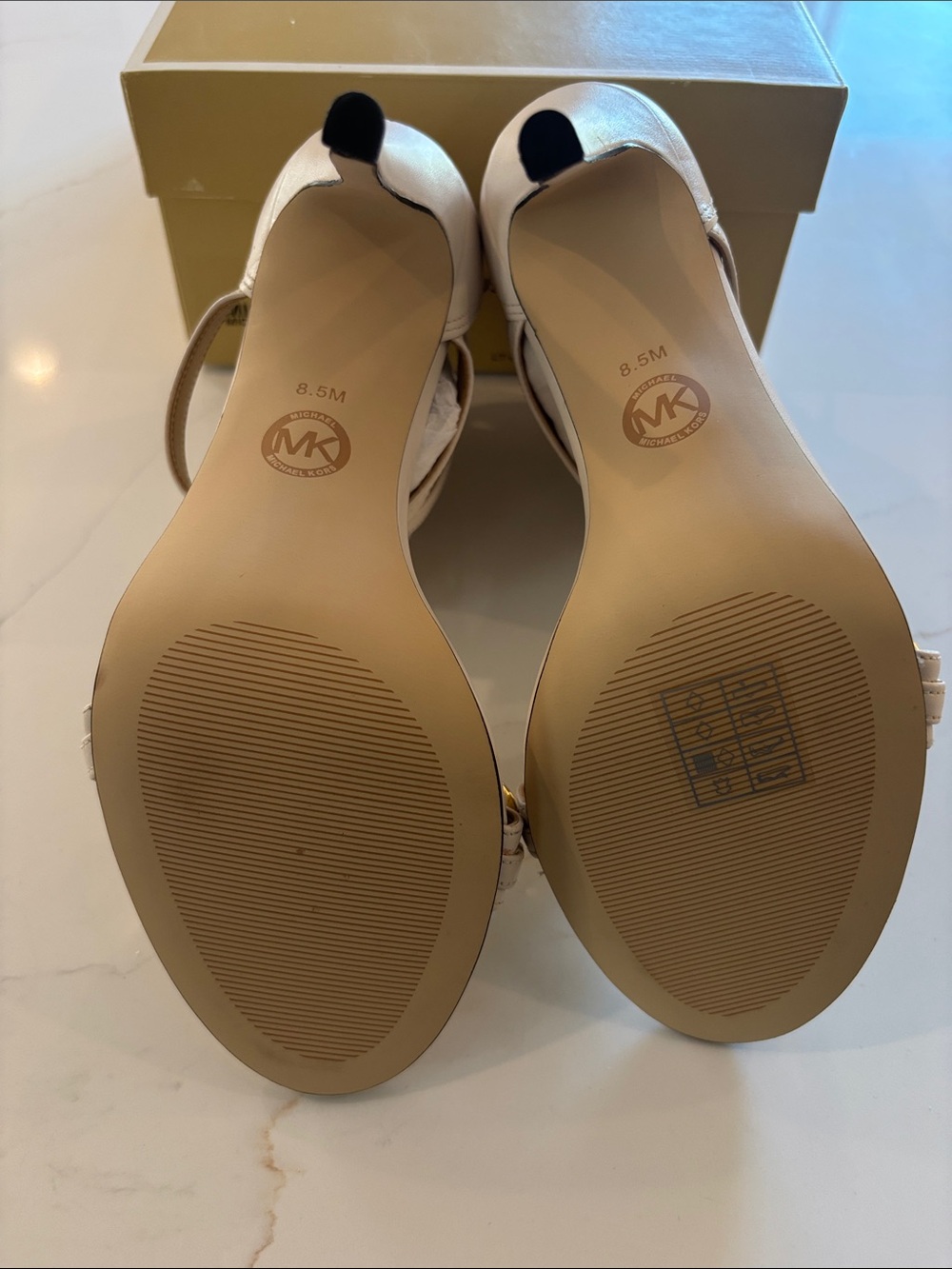 Michael Kors Cream Stiletto Sandal with Gold Chain Accent - Picture 8 of 9